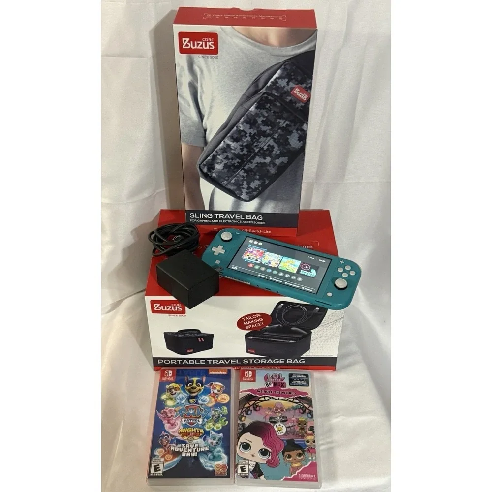 Nintendo Switch Lite Bundle w/ 2 Games, Charger + NEW Bags – Works Great
